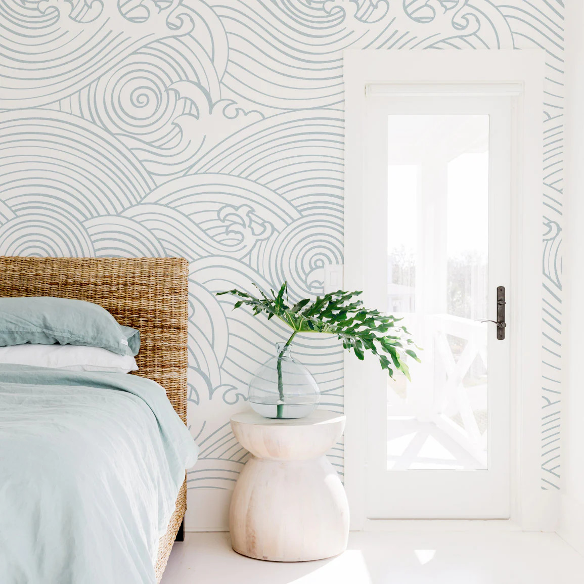Rain Blue Oversized Waves Wall Mural | Livettes Wallpaper