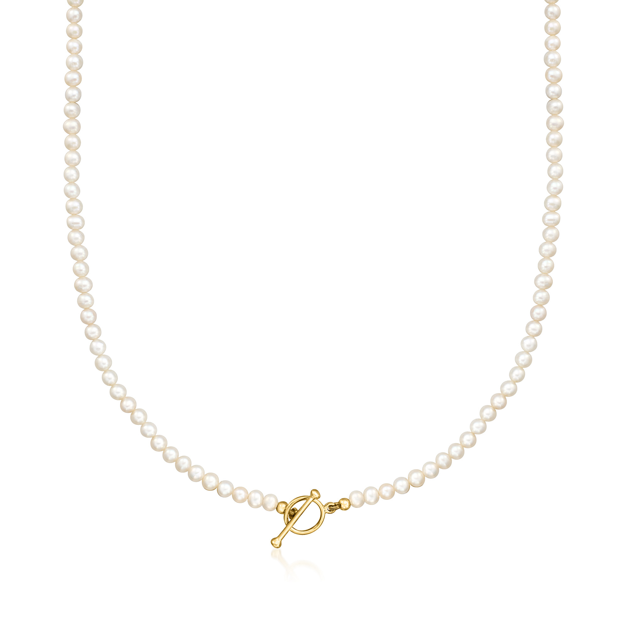 3.5-4mm Cultured Pearl Charm-Compatible Toggle Necklace in 18kt Gold Over Sterling | Ross-Simons