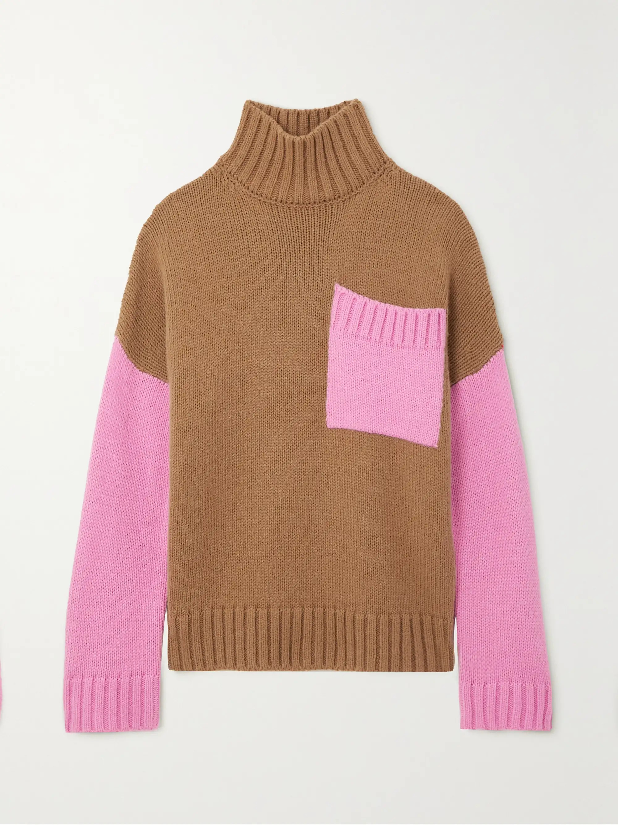 Two-tone knitted turtleneck sweater | NET-A-PORTER (US)