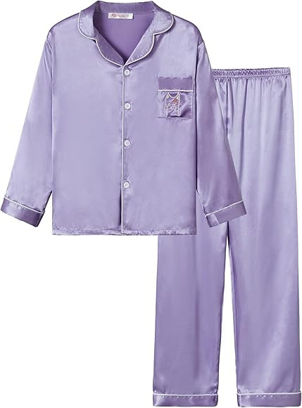 Topgal Satin Pajamas for Girls – Coat Style Unicorn Long Sleeve Silk Button Down PJ Set Size 6-... | Amazon (US)