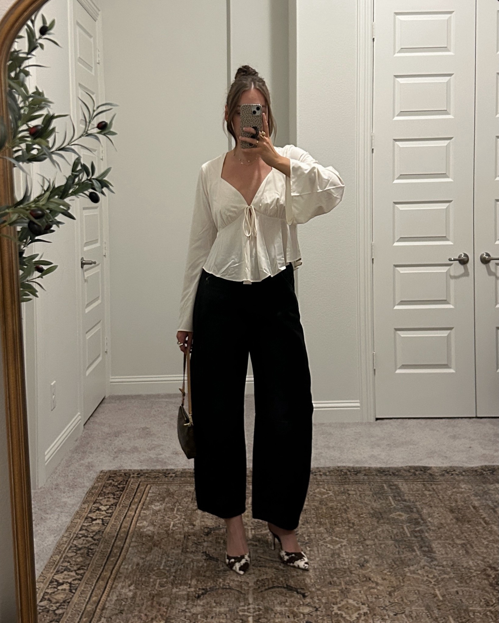 Target outfit for moms night out! Love these barrel jeans, size 6: they rub a tad big I could have prob sized down to a 4. Top is super cute  size M. Heels are a @tjmaxx find! 

#LTKFindsUnder50 #LTKmomlife #LTKStyleTip