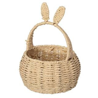 Bunny Ear Basket with Handle Multi-Purpose Paper Rope Wicker Basket for Easter, Picnics, Flowers ... | The Home Depot