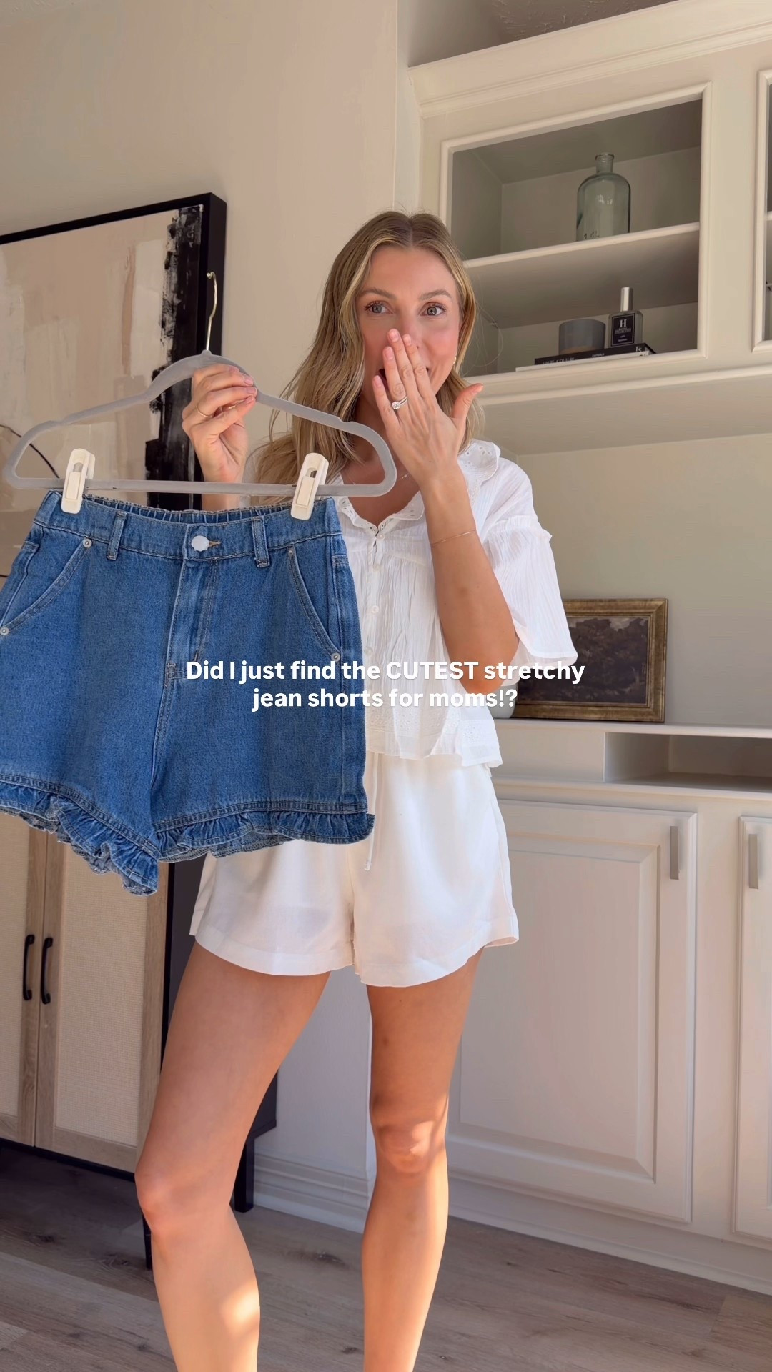 The perfect stretchy denim shorts for moms!! Size 2 in shorts and S in top! 

#LTKgrwm #LTKmomlife #LTKootd