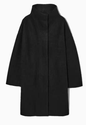 COS Funnel-neck wool coat Black oversized Size 10 M Coat 100% Wool Winter £180  | eBay | eBay UK