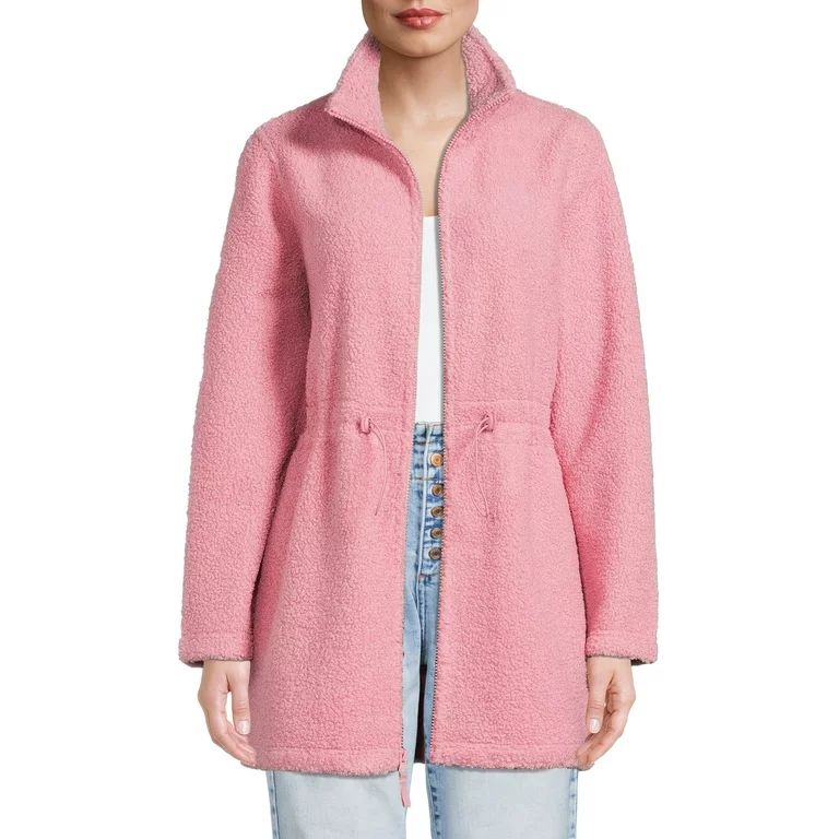 Time and Tru Women's Faux Sherpa Cinch Waist Jacket | Walmart (US)