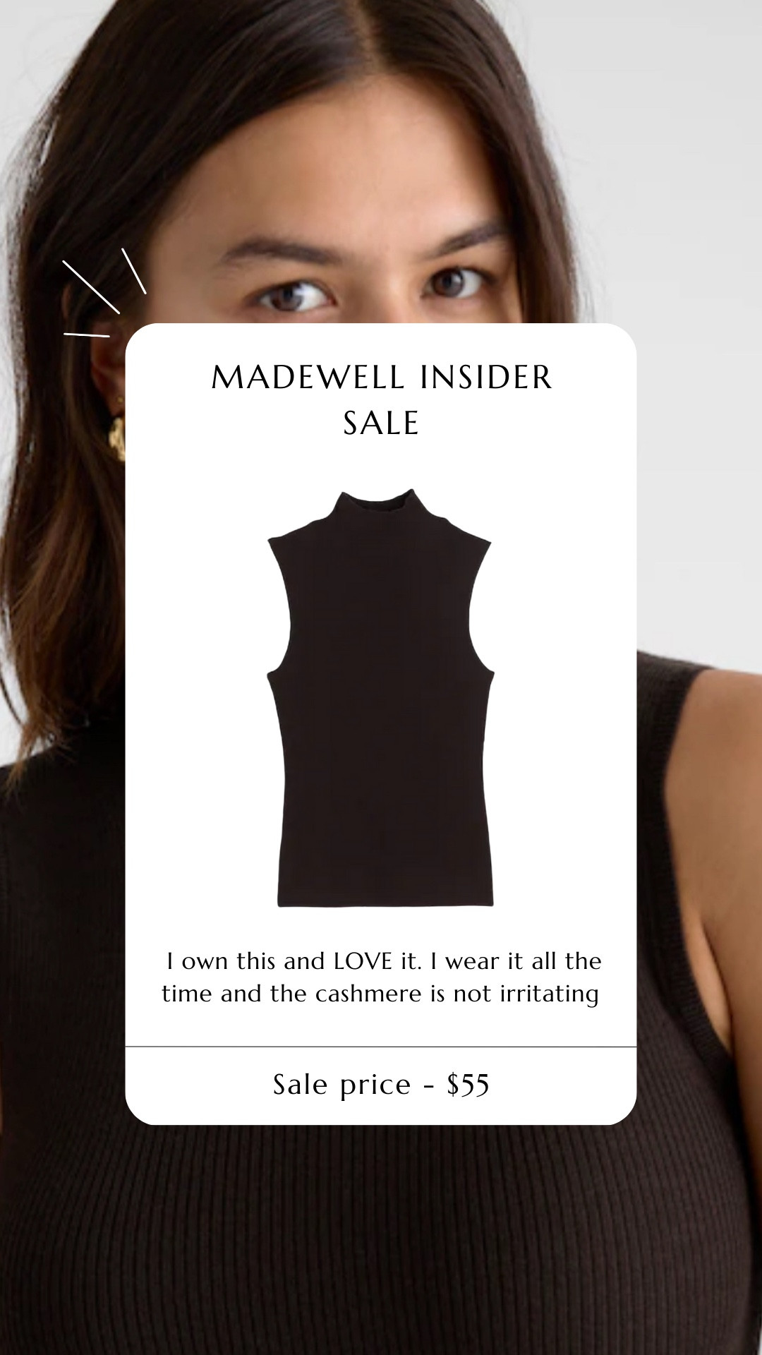 i own this top and LOVE IT. easy top style and mix. great for layering or by itself. the cashmere is soft and would buy again.

cashmere top. cashmere tank. madewell top. madewell sale. brown top.  

 #LTKFallSale #LTKSaleAlert #LTKFindsUnder100