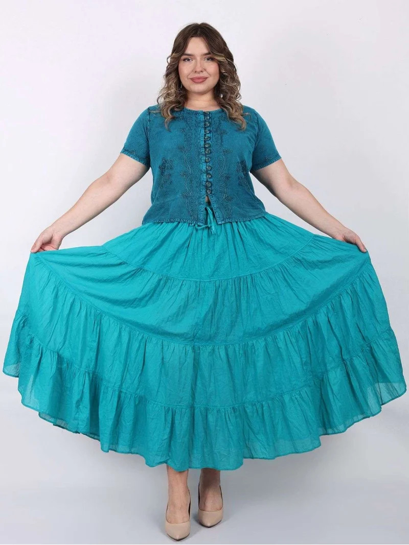 Wevez Soft Cotton Renaissance Faire Elastic Swing Summer Peasant Skirt (US, Numeric, 8, 26, Regul... | Walmart (US)