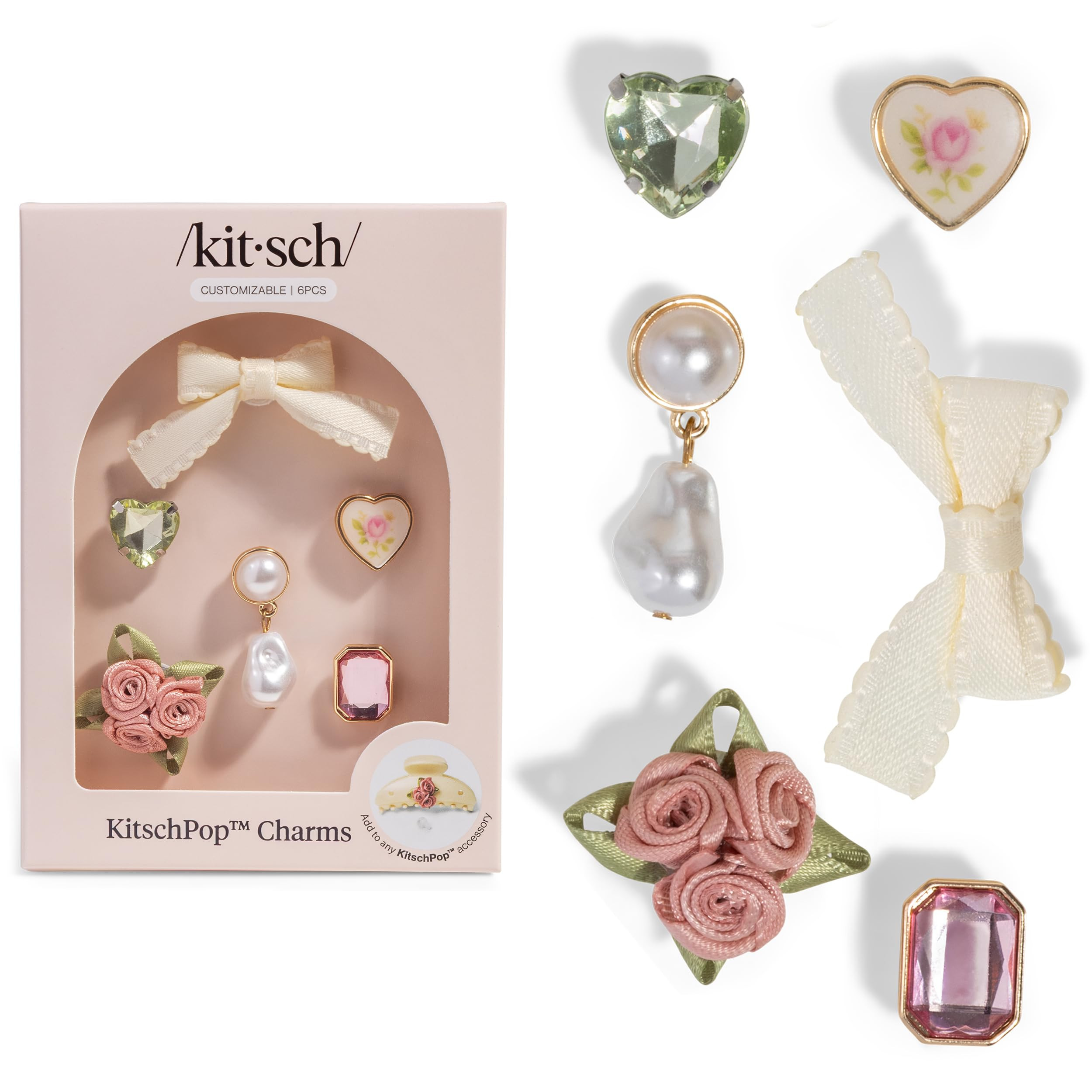 KitschPop™Charm Sets – Interchangeable Charms For Hair Clips, Hair Brushes | Durable Assorted... | Amazon (US)