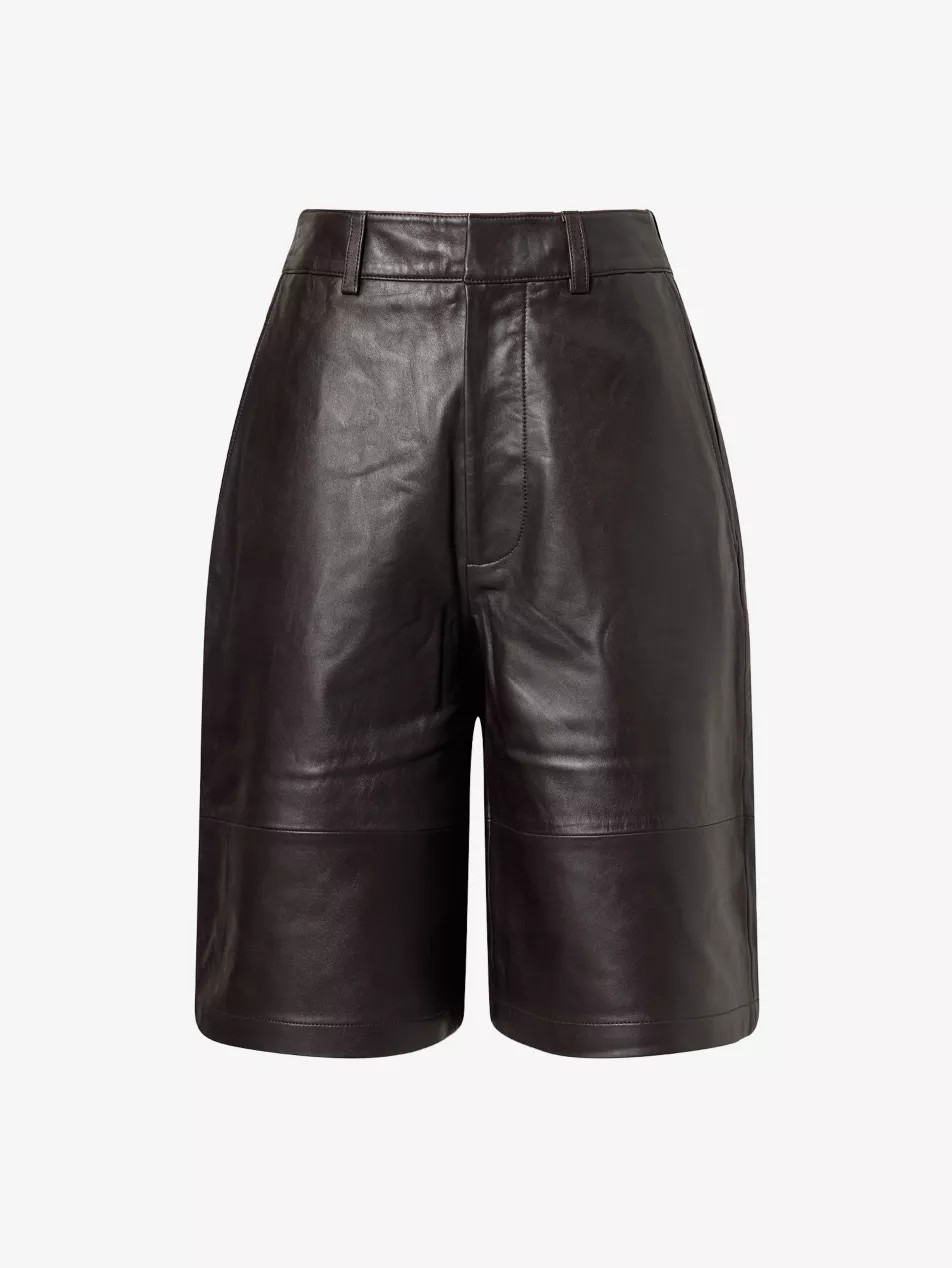 Olivia Relaxed-Fit Leather Bermuda Shorts | Selfridges