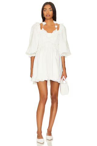 For Love & Lemons Tiana Mini Dress in White from Revolve.com | Revolve Clothing (Global)