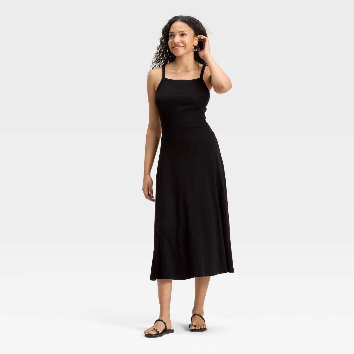 Women's Ribbed Maxi A-Line Dress - Universal Thread™ Black 4X | Target