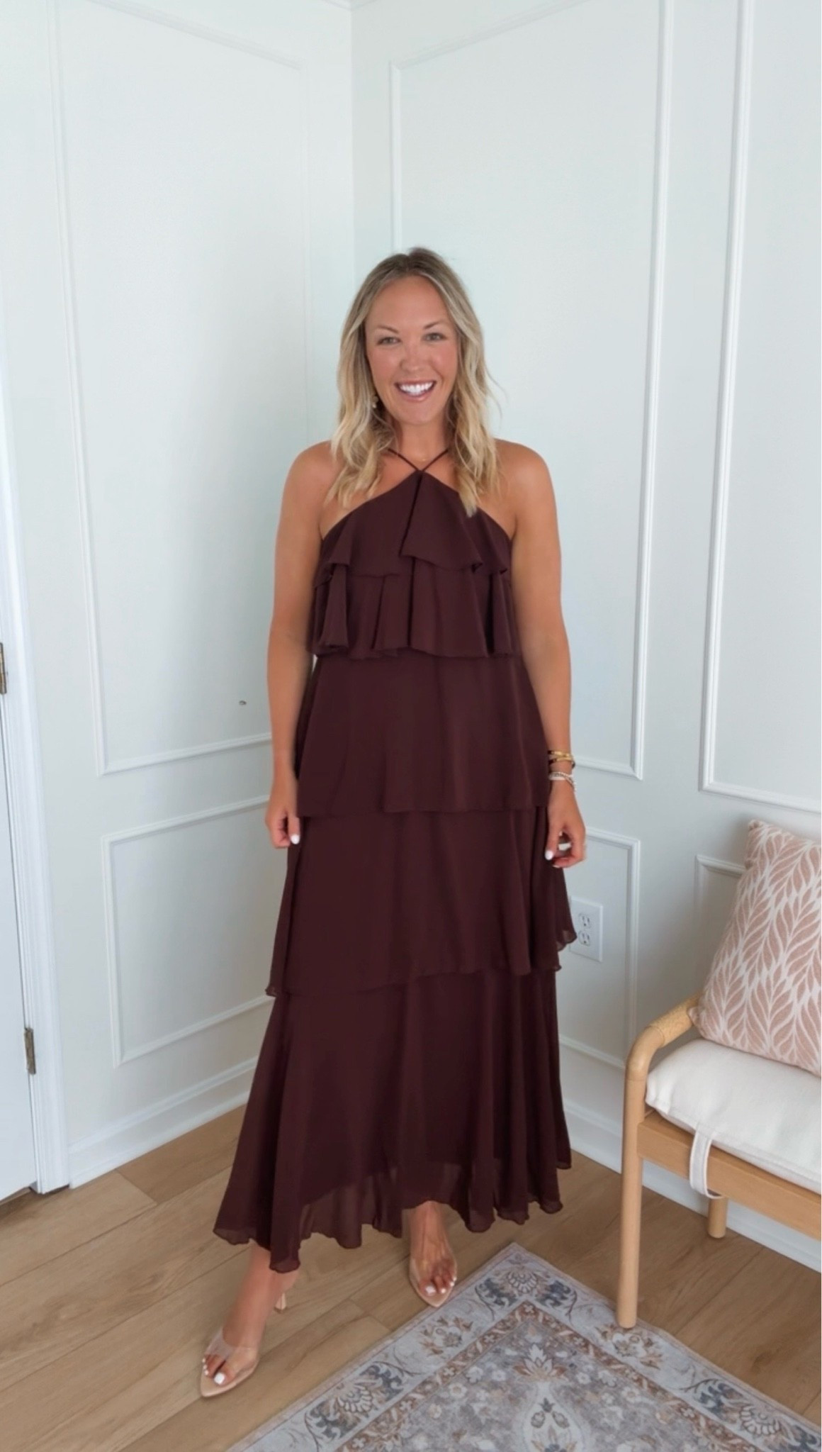 Love the tiers and halter! Wearing a med - fall wedding guest dress

#LTKSeasonal #LTKMidsize #LTKWedding