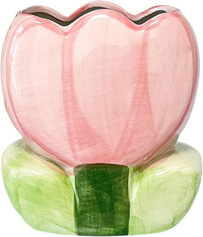 1 PC Ceramic Tulip Make up Brush Holder Flower Toothbrush Holder Cosmetic Storage Box Pen and Pen... | Amazon (US)