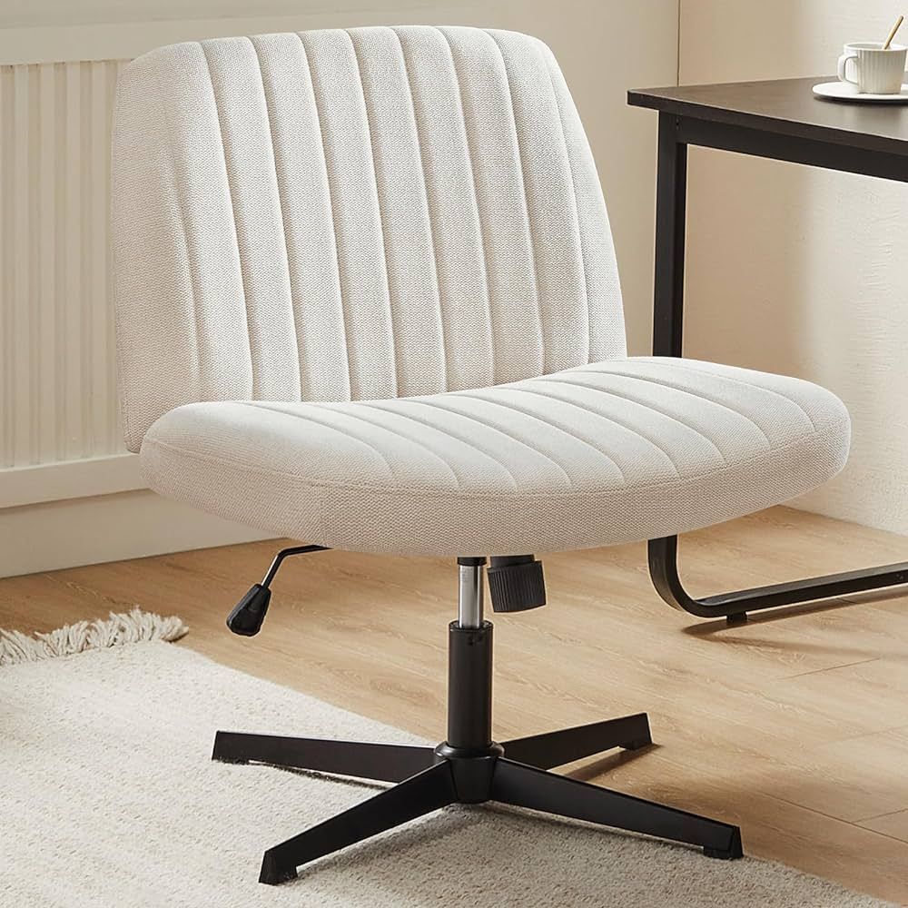 Sweetcrispy Criss Cross Chair Legged, Armless Office Desk Chair No Wheels, Swivel Vanity Chair, H... | Amazon (US)