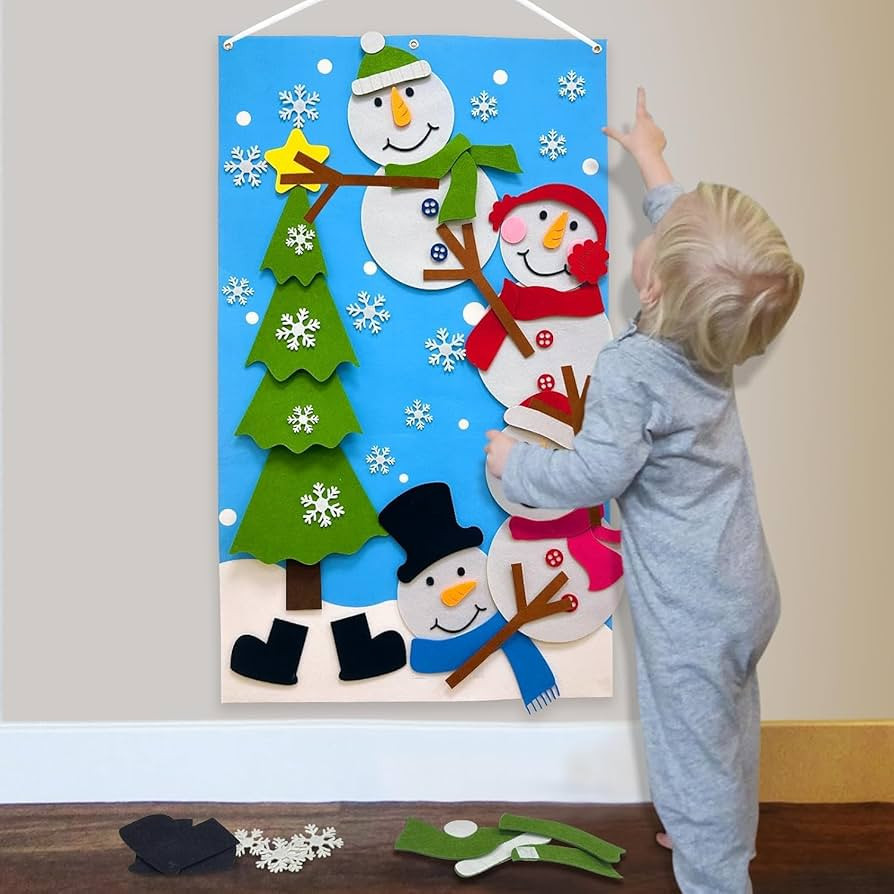 OurWarm Felt Christmas Tree for Kids Wall, 3.3FT Felt Christmas Snowman Games Set with 62PCS Orna... | Amazon (US)
