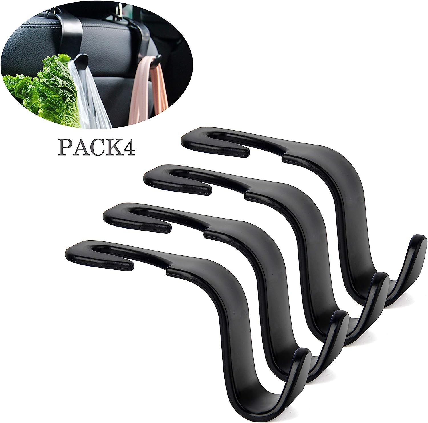 Car Seat Headrest Hook 4 Pack Hanger Storage Organizer Uiversal for Handbag Purse Coat fit Univer... | Amazon (US)