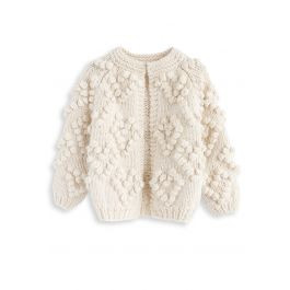 Knit Your Love Cardigan in Ivory For Kids | Chicwish