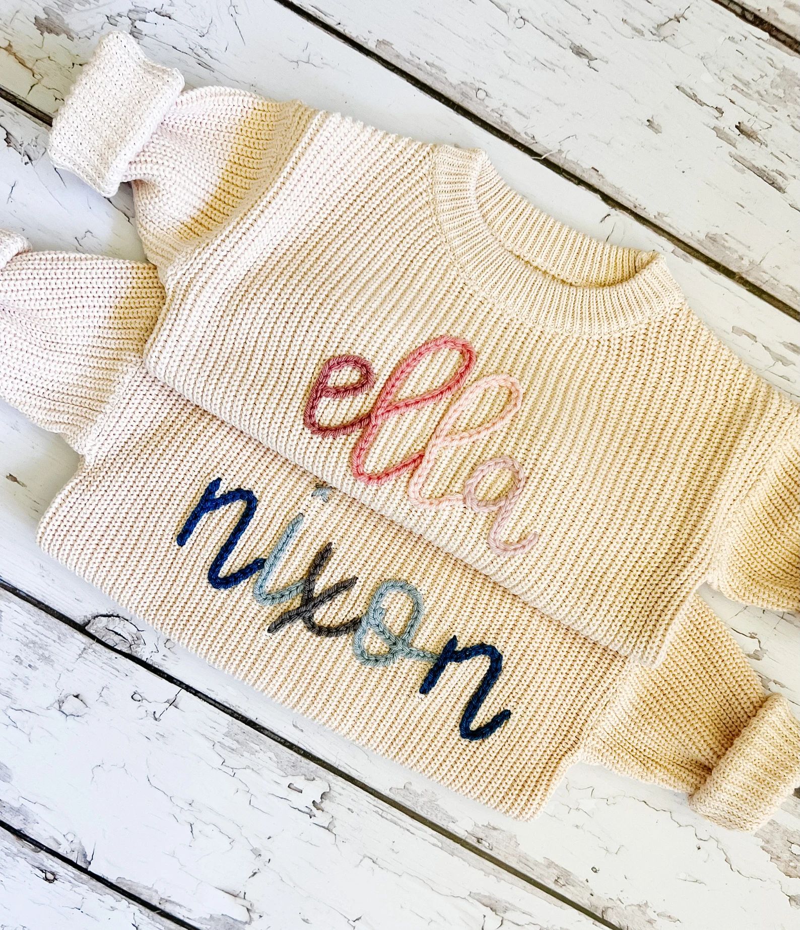 Personalized Hand Embroidered Baby and Toddler Ombré Sweaters - Etsy | Etsy (US)