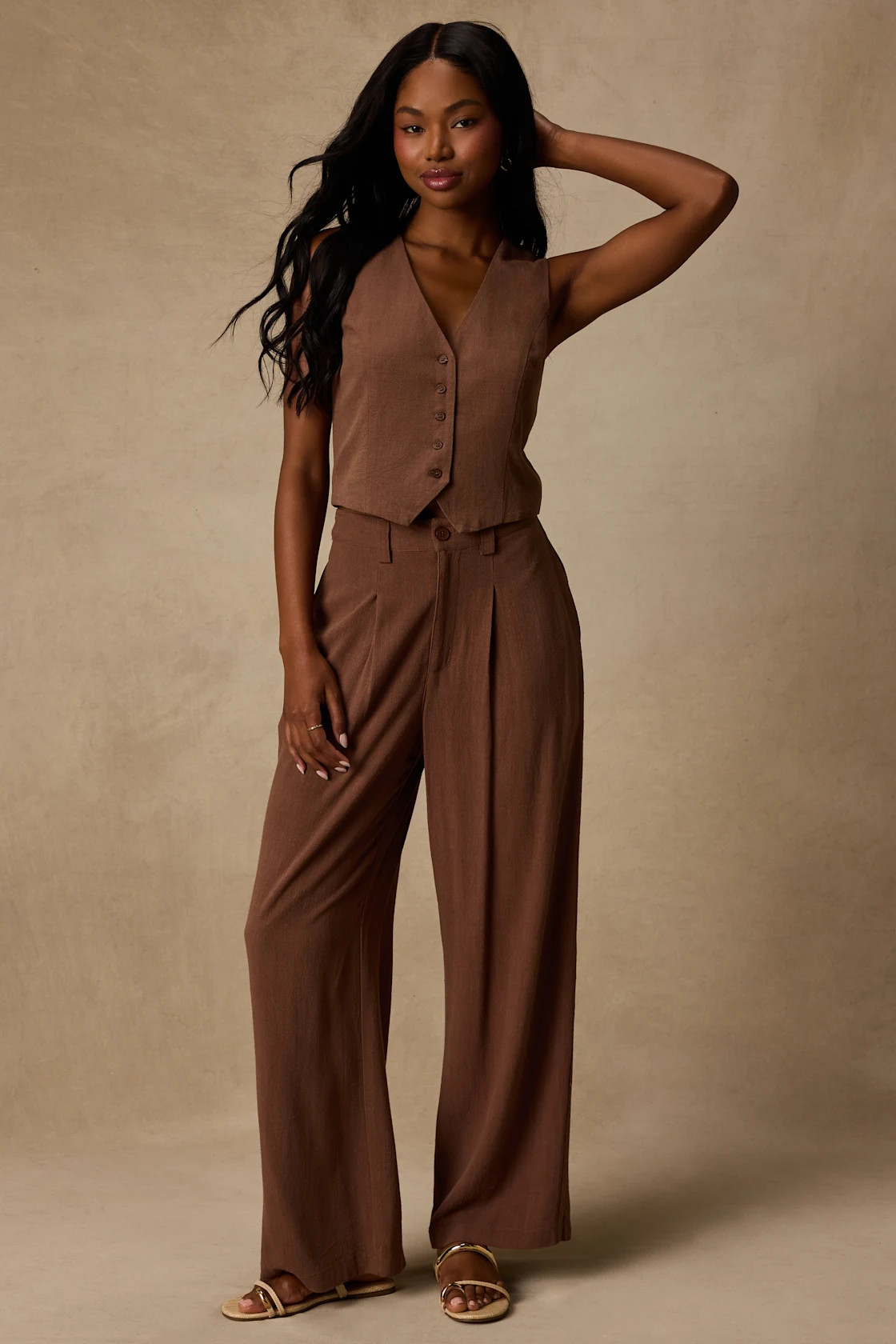 Suits You Perfectly Brown Linen Wide-Leg Pants | Lulus