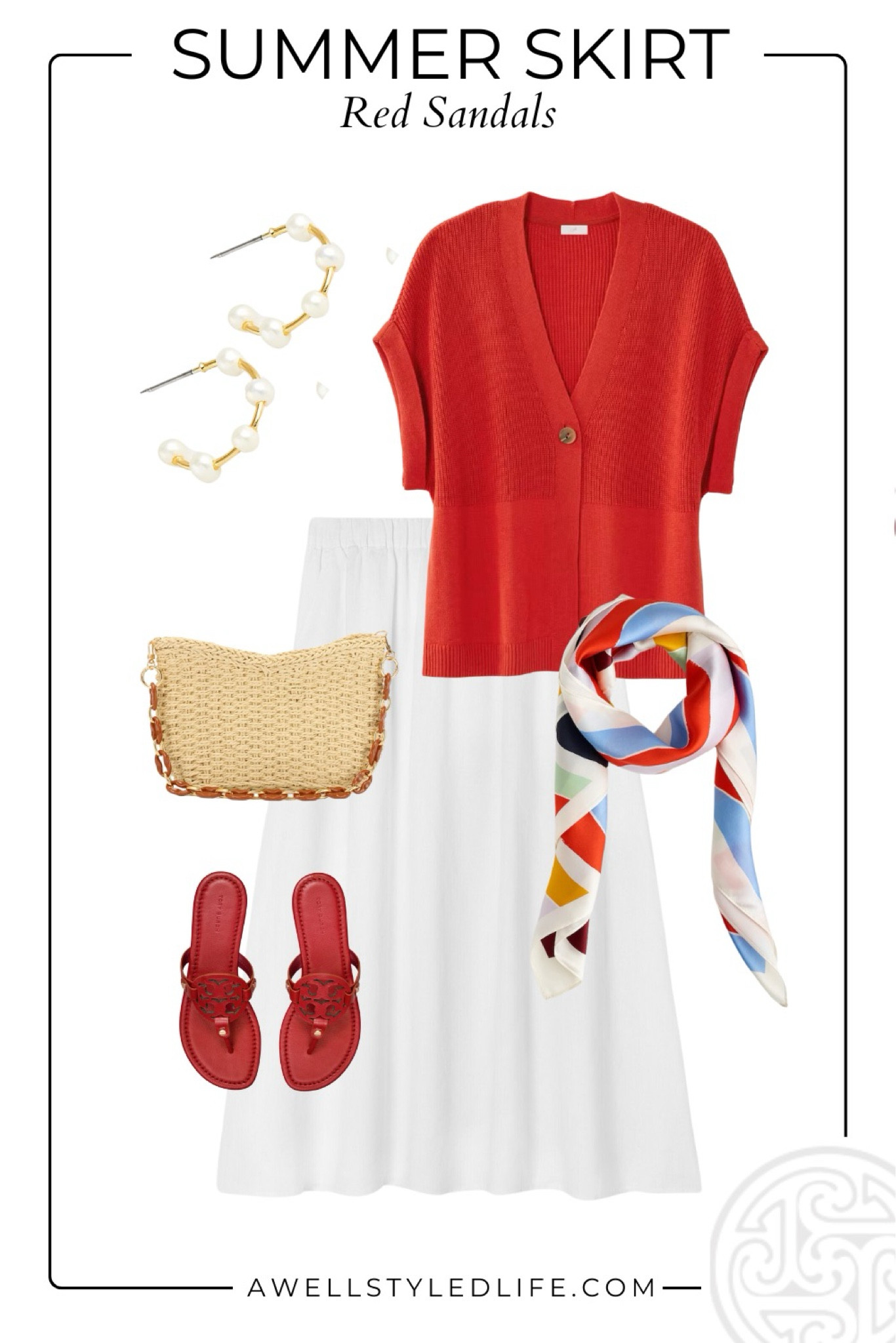 Summer Outfit Inspiration	

Ways to Wear Red Sandals 

#fashion #fashionover50 #fashionover60 #summerfashion #summeroutfit #j.jill #jcrew #madewell #toryburch #amazon #amazonfashion #summerskirt #redsandals

#LTKOver40 #LTKStyleTip #LTKSeasonal