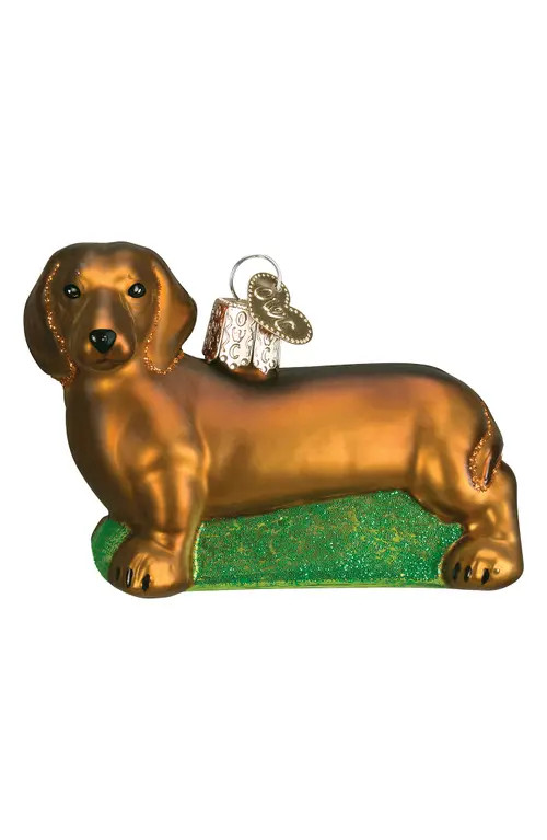 Old World Christmas Dachshund Glass Ornament in Brown at Nordstrom | Nordstrom