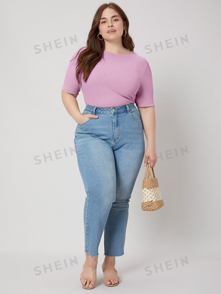 MOTF PREMIUM PLUS RIBBED T-SHIRT | SHEIN