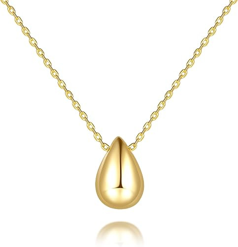 Gold Pendant Necklace 14K Gold Necklace for Women Teardrop Necklace | Amazon (US)
