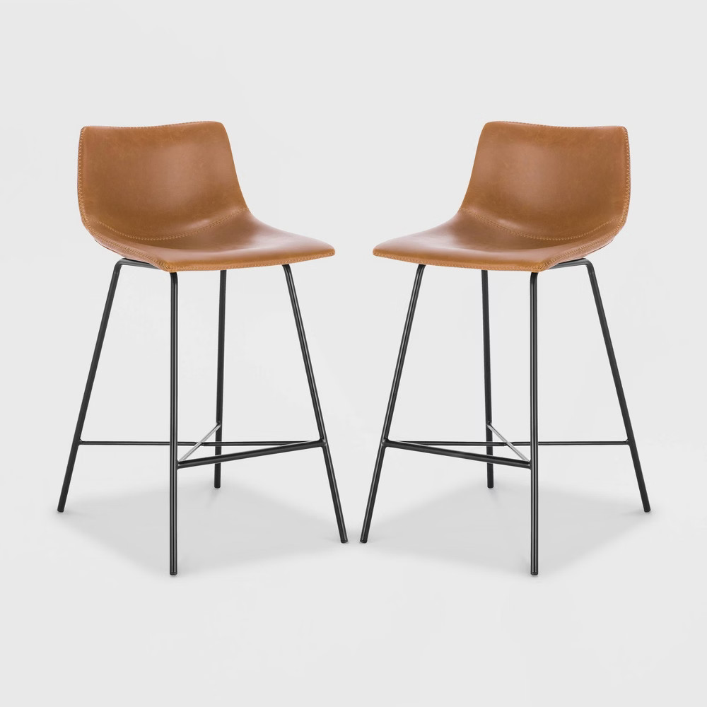 Set of 2 24"" Phillip Counter Height Barstool Tan - Poly & Bark | Target