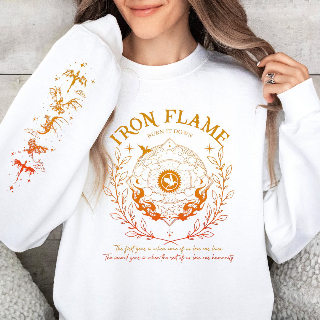 Iron Flame Shirt, Fourth Wing Sweatshirt, Basgiath War College Hoodie, Dragon Rider Sweater, Viol... | Etsy (US)