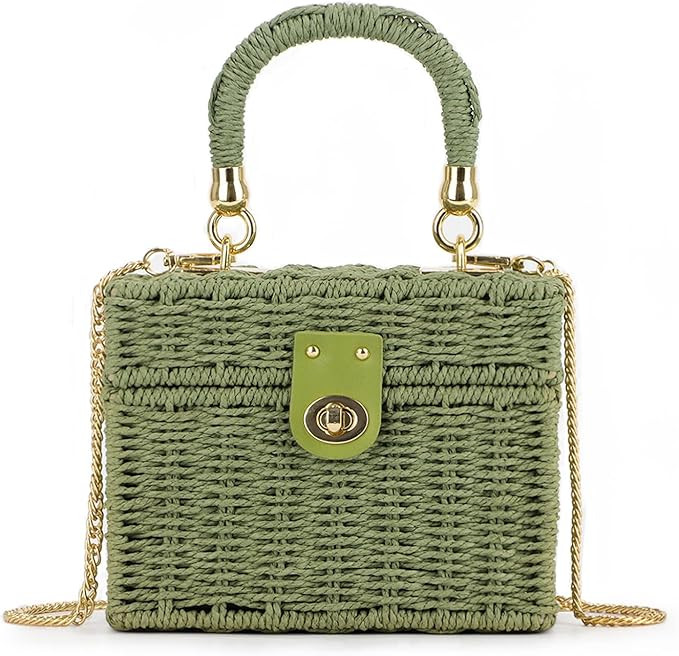 KUANG! Handwoven Rattan Bag for Women Woven Straw Square Crossbody Bag Vintage Basket Purse Beach... | Amazon (US)