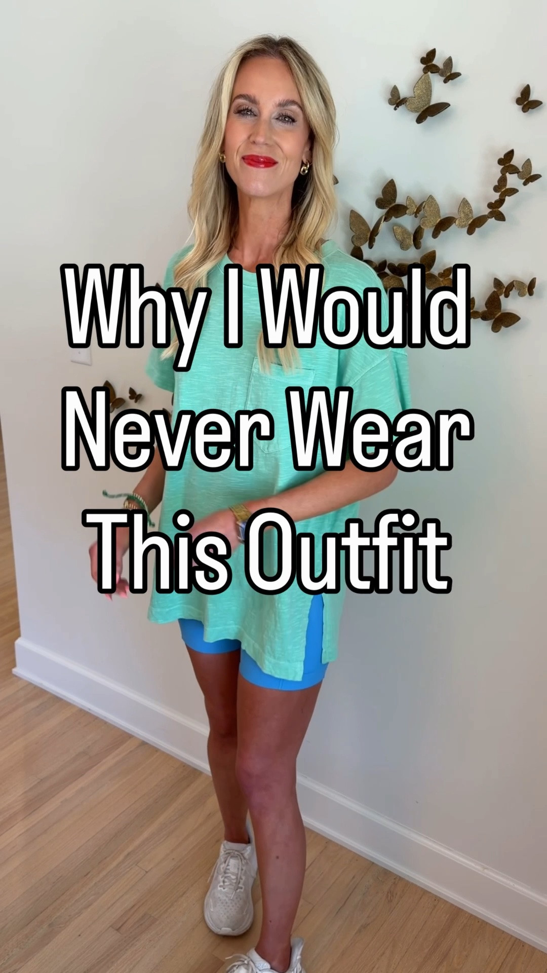 Why I would never wear this bike shorts and oversized shirt outfit anymore and how to easily update it for 2026 into the cutest boxer style looser shorts and cute t-shirt outfit!

My red gingham shorts are the exact Amazon ones I linked. I just cut the little front tag off.
