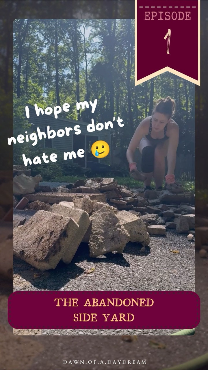 Soooo what do I do with them all?? 😅

Taking care of a house is a big job, and an old house comes with an endless todo list of things that need fixing or updating and if I’m being honest, I feel a little overwhelmed whenever I think about everything that needs attention 🙃

so I ignored this little side yard and built a garden instead because I’m responsible like that 🥲

Now there are Random trees that have somehow grown taller than me. The pile of rocks I dumped here after clearing the woods has completely disappeared under leaves, debris, and spiky  raspberry canes. The ivy I was convinced I’d defeated is climbing the house again aaand there are mystery wires on the ground that appear to connect to absolutely nothing. 🫠

For a long time, much to my husbands dismay, I just avoided this space. There always seemed to be something more urgent, easier, or more enjoyable to work on.

But today, I’m finally starting to tackle this little side yard makeover, preferably keeping the cost at $0 if possible 😶

First job: move every single one of these rocks. 😬 
Wish me luck.

Do you have an area of your house you’ve kind of abandoned too or is it just me? 😅