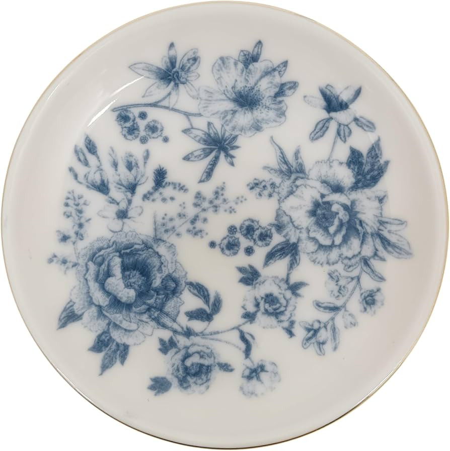 Sweet Water Decor Blue Delft Jewelry Dish Tray - Ceramic Ring Dish for Bridal Shower, Wedding, an... | Amazon (US)