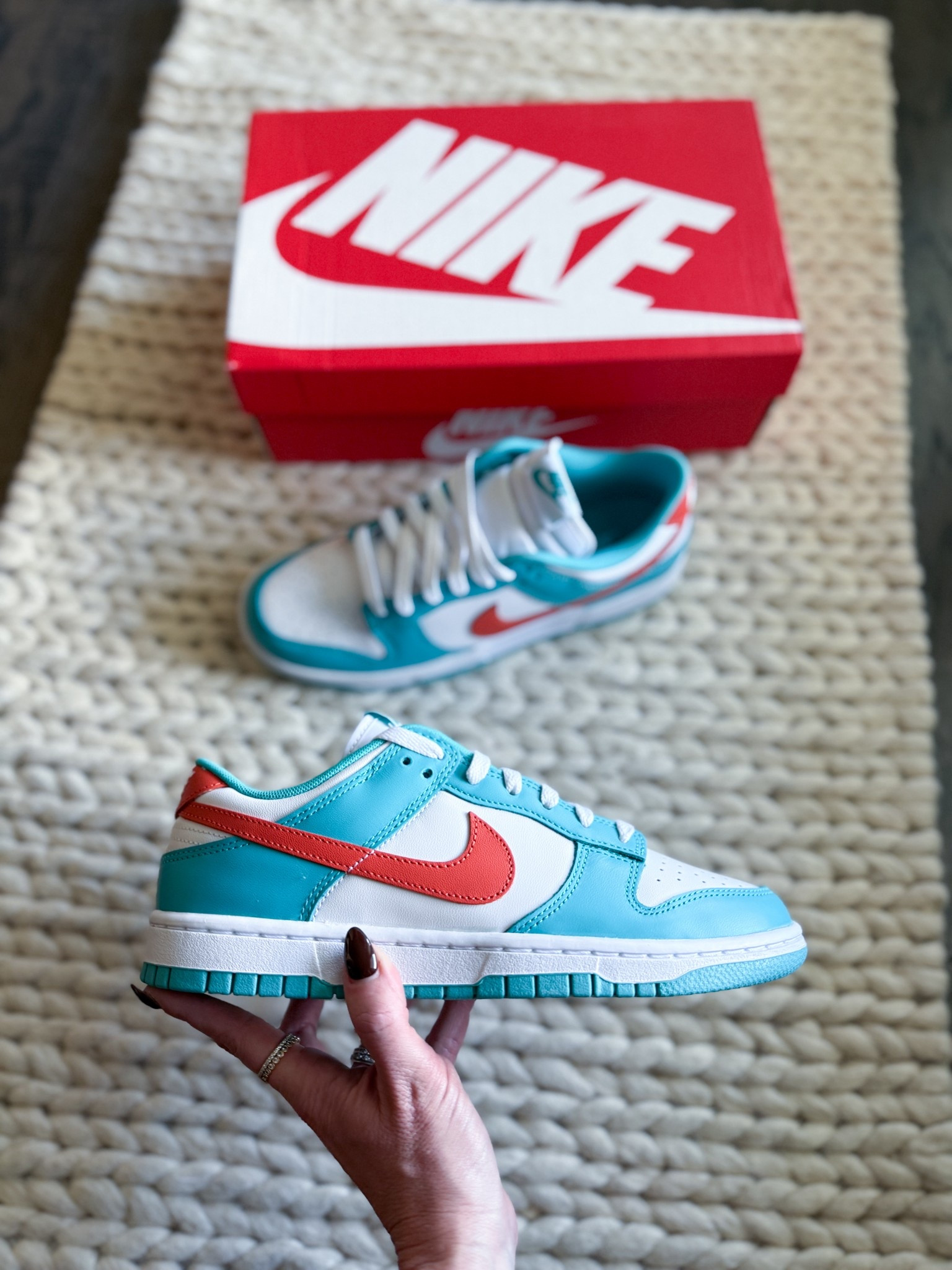I got these Nike Dunks just in time for the Dolphins game we’re going to in September & I could not be more obsessed. The colors are so good, bright, fun, & perfect for game day. I’ll be pairing them with a tee + denim shorts. Game day girl era activated.

nike dunks miami dolphins - teal and orange nikes - game day outfit ideas - miami dolphins game style - nfl sneaker outfit - cute sneakers for game day - sporty fall outfit - football game style inspo - bright colored nike dunks - miami dolphins womens outfit - fall sneaker trend 2025 - what to wear to nfl game - miami football game look - womens nike dunks style - game day accessories - sporty casual game day look - dolphin color sneakers - comfy football outfit ideas - nfl season style - miami dolphins shoe style

#LTKActive #LTKShoeCrush #LTKMens