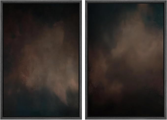 SIGNFORD Framed Canvas Print Wall Art Set Moody Dark Abstract Earth Tones Illustration Modern Art... | Amazon (US)