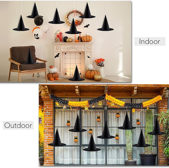 ADXCO 12 Pieces Halloween Black Witch Hat Witch Cap Halloween Witch Costume Accessories with 109 ... | Amazon (US)