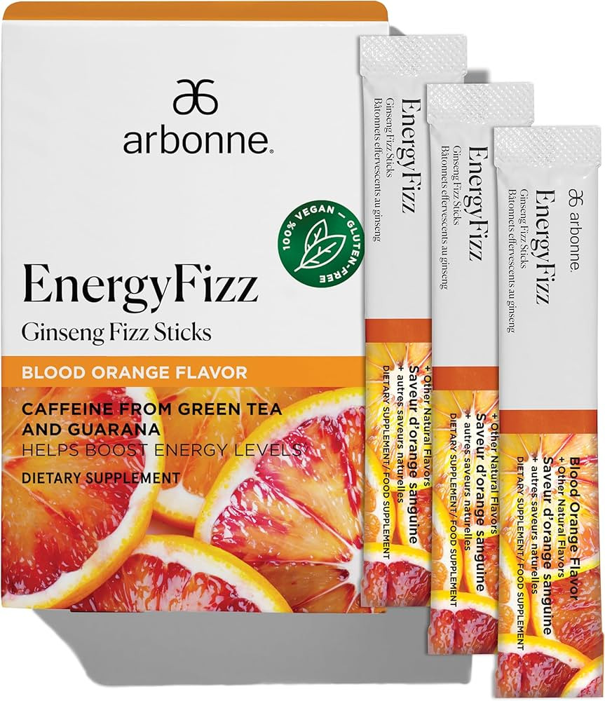 Arbonne Ginseng Energy Supplements - Blood Orange Flavor Fizz Sticks, Energy Boost with Caffeine ... | Amazon (US)