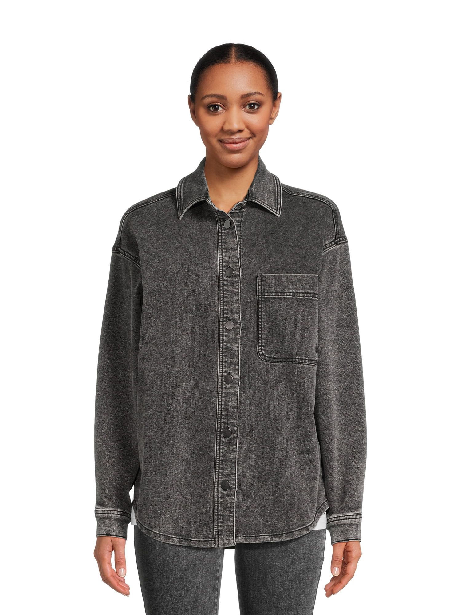 No Boundaries Juniors' Knit Shacket with Long Sleeves, Sizes XS-XXXL - Walmart.com | Walmart (US)