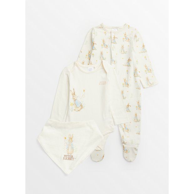 Peter Rabbit Sleepsuit, Bodysuit & Bib 6-9 months tuc143484268 | argos.co.uk