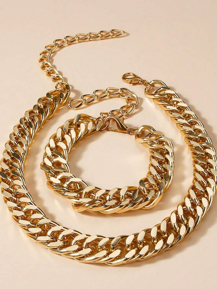 2pcs/set Fashion Chunky Chain Jewelry Set For Women For Dating Gift | SHEIN