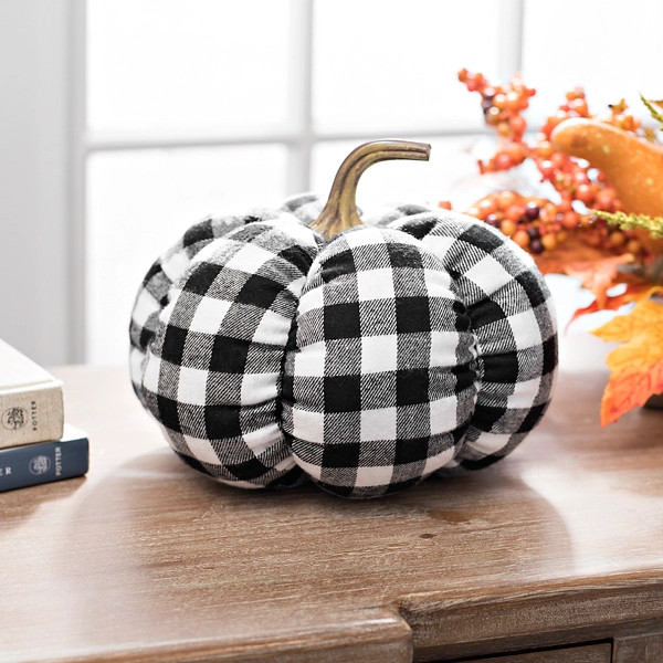 Black Buffalo Check Fabric Pumpkin, 7 in. | Kirklands | Kirkland's Home