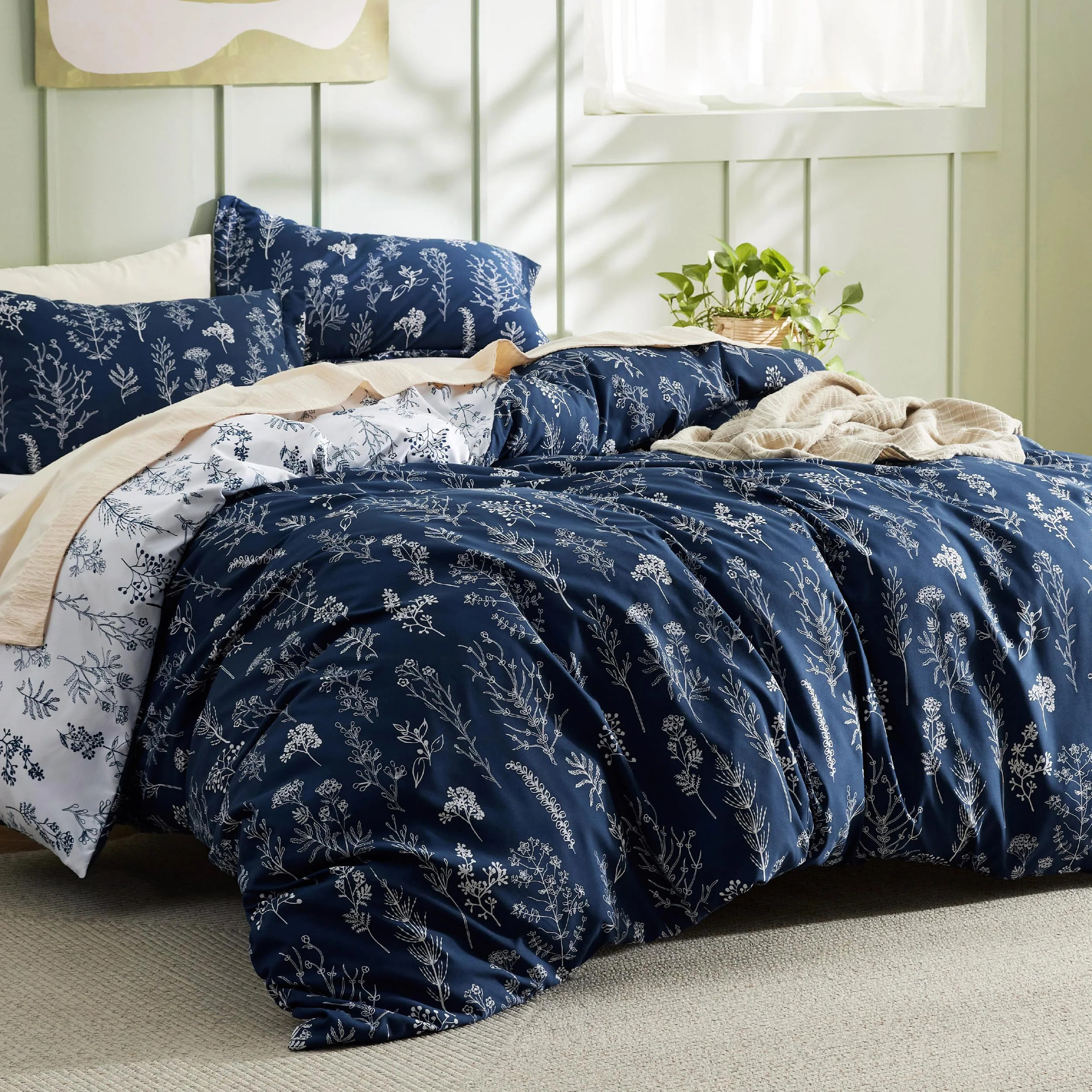 Bedsure Reversible Floral Duvet Cover Set With Zipper Closure | Wayfair North America