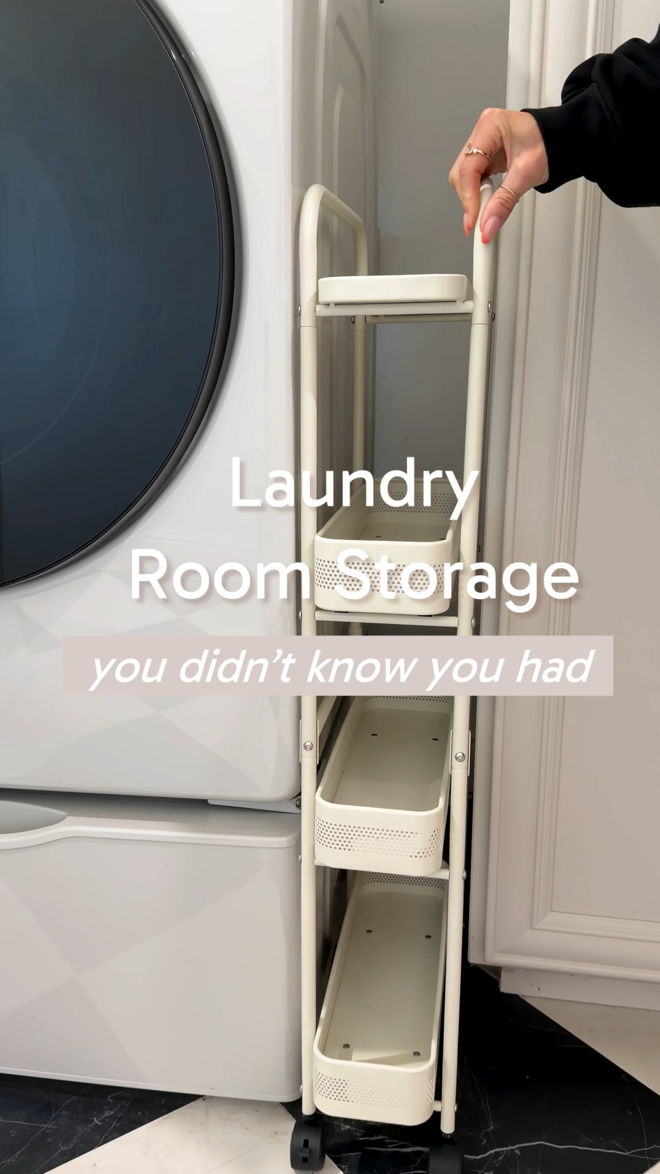 That weird gap finally has a purpose. This slim rolling cart slides into those narrow spaces between appliances and cabinets, turning unused space into extra storage for detergent, dryer sheets, stain removers, and more.
 

 #LTKHome