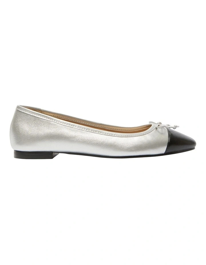 Trella Flats Leather Ballet in Silver | Myer