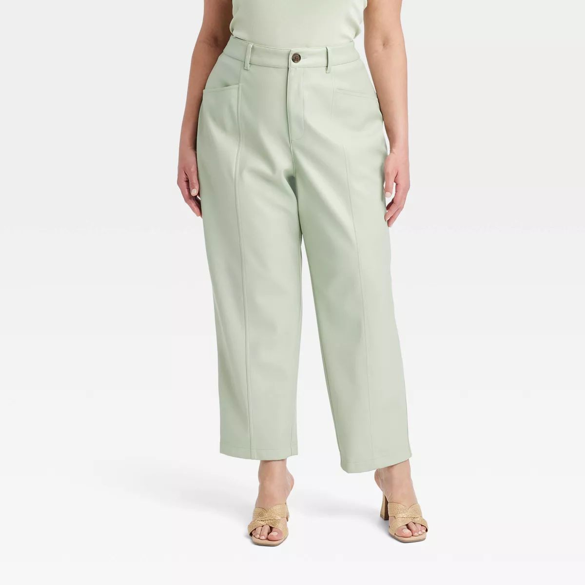 Women's High-Rise Faux Leather Ankle Trousers - A New Day™ | Target