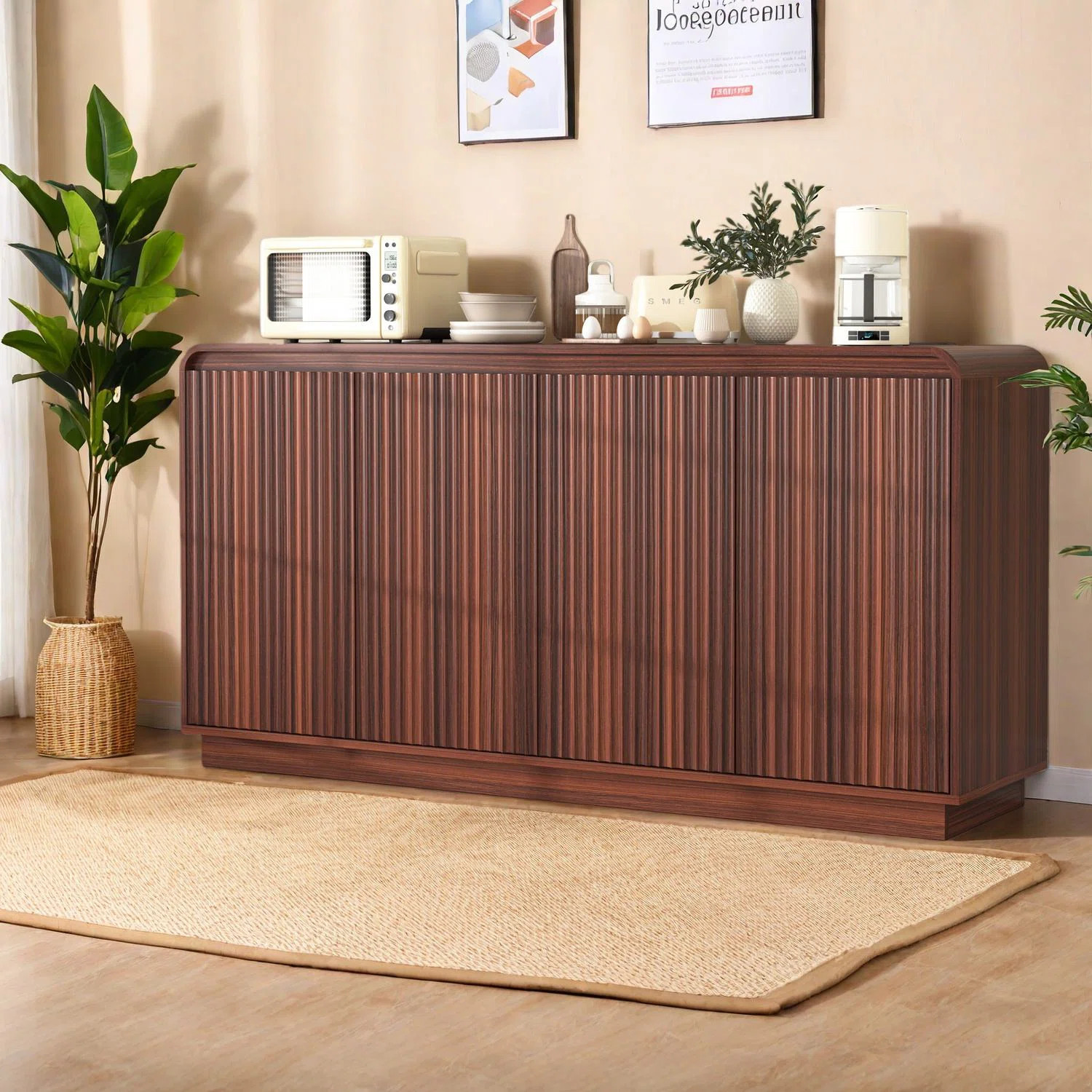 Ivy Bronx Modern Walnut Tv Stand With Multifunctional Storage And Power Outlet | Wayfair | Wayfair North America