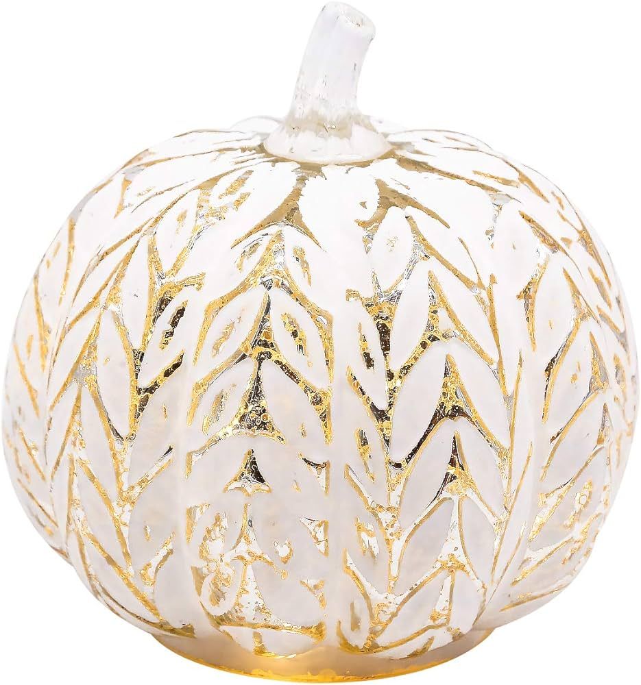 Romingo Mercury Glass Pumpkin Battery Operated LED Light with Timer for Home Fall Decor, Silver L... | Amazon (US)
