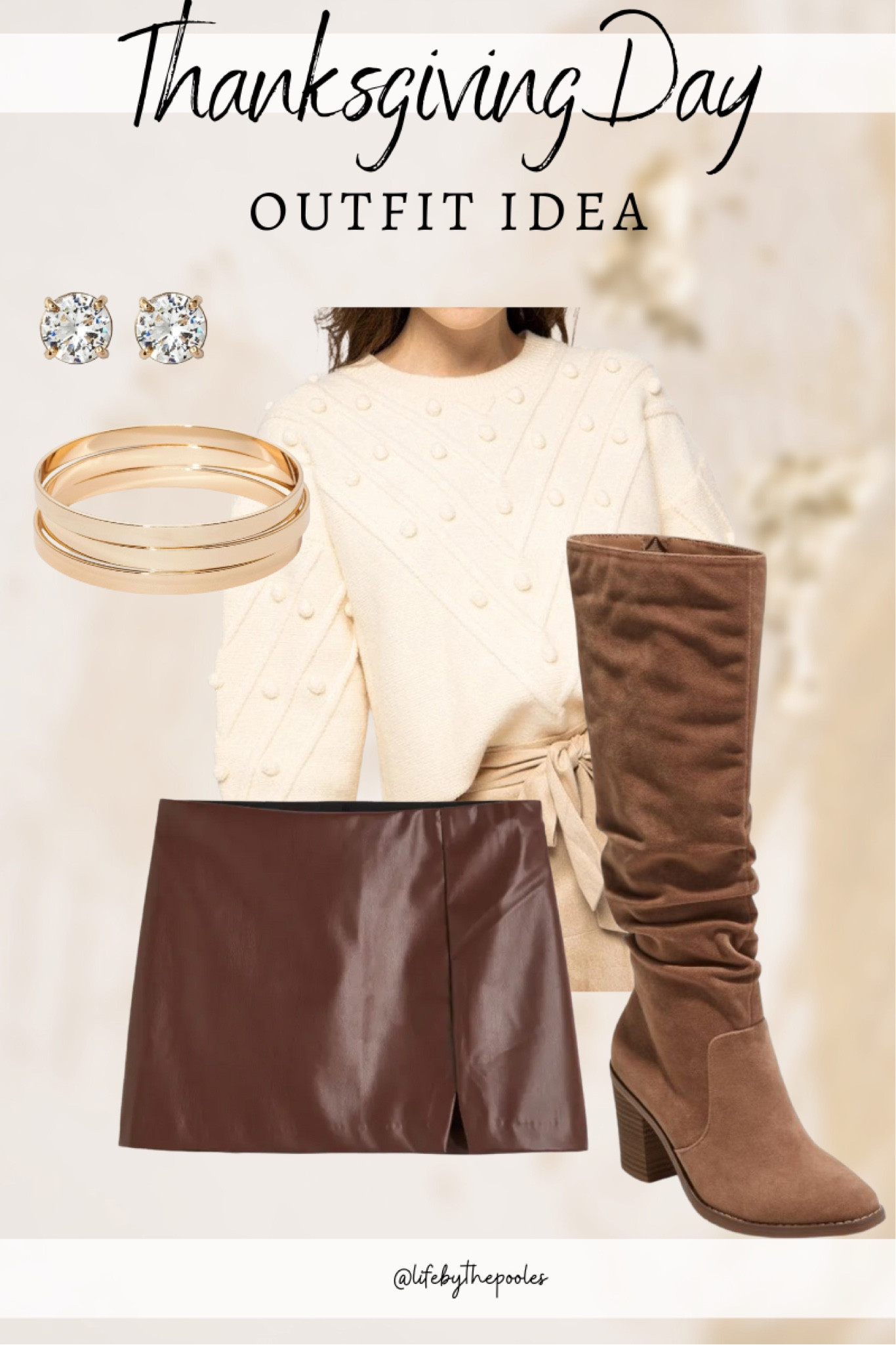 Thanksgiving day outfit, fall work wear, fall work clothes, faux leather skirt, knee high boots, target boots, h&m, neutral fall, fall outfit inspo, 

#LTKworkwear #LTKstyletip #LTKSeasonal