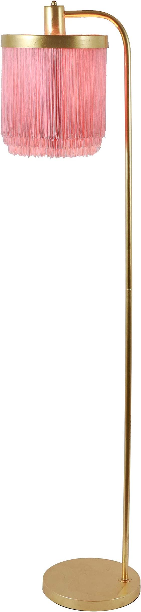 Decor Therapy PL4341 Framboise Fringe Shade Floor Lamp, Gold Leaf with Pink Shade | Amazon (US)