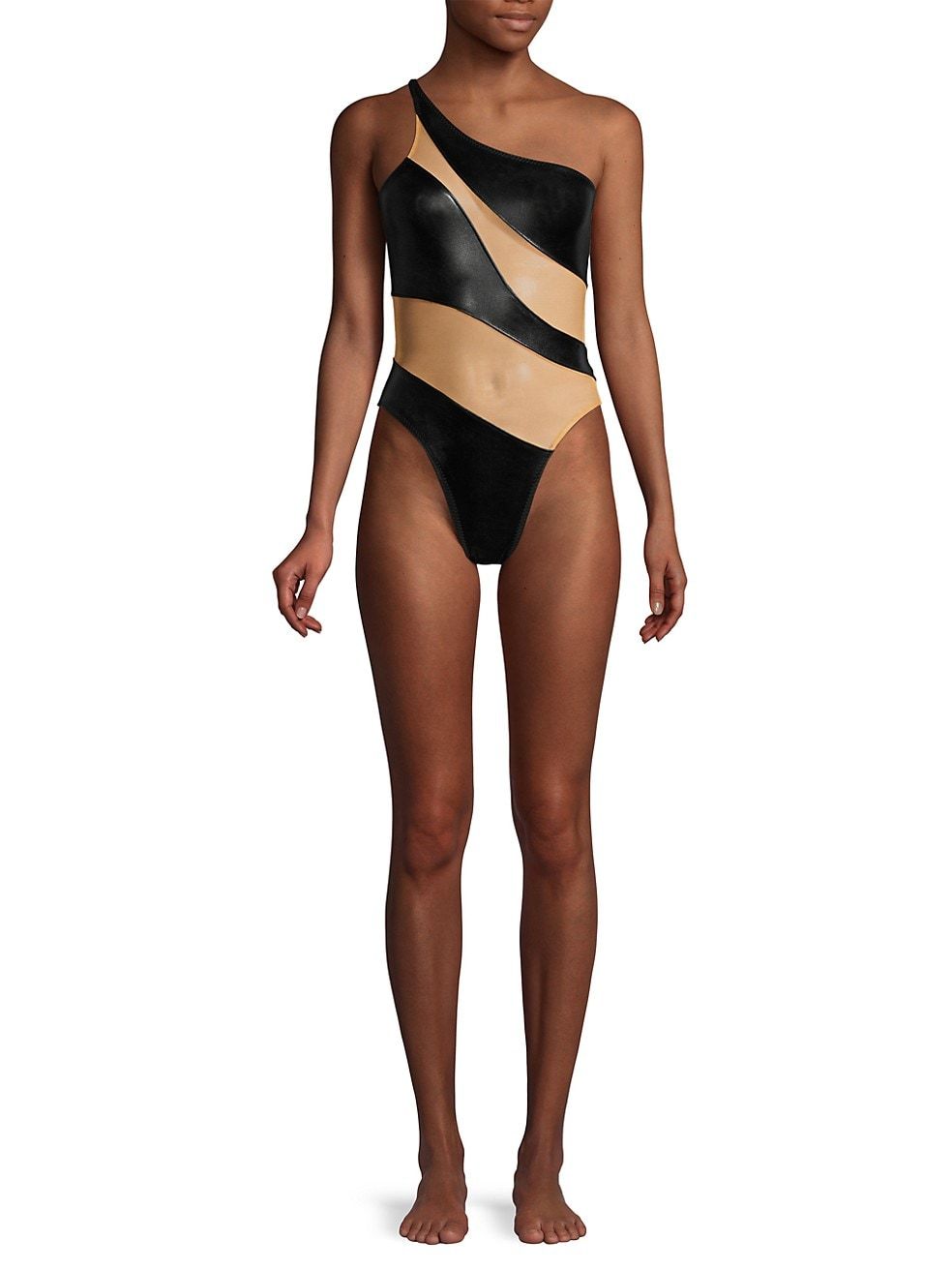 Snake Mesh One-Shoulder One-Piece Swimsuit | Saks Fifth Avenue